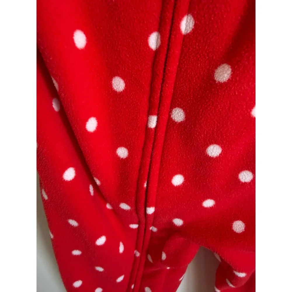 Carters Toddler Girls Red Polka Dot Reindeer Fleece Footed Pajamas 2T